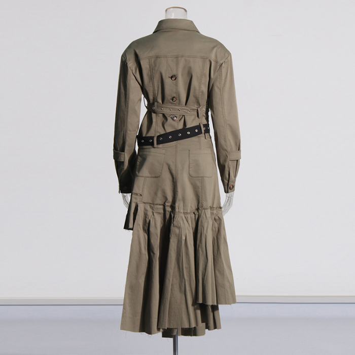 {EAM} Personalized tooling wind two-piece set 2024 new short jacket jacket + high-waisted irregular skirt women's suit DLZ041