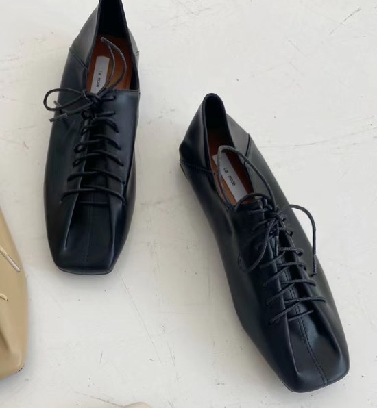 {EAM} Explosive slim retro square head soft sole can step on heels lace-up small single shoes DLZ017