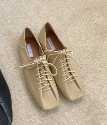 {EAM} Explosive slim retro square head soft sole can step on heels lace-up small single shoes DLZ017