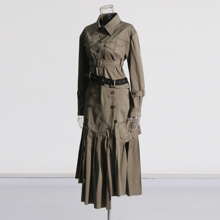 {EAM} Personalized tooling wind two-piece set 2024 new short jacket jacket + high-waisted irregular skirt women's suit DLZ041