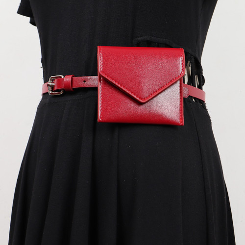 [EAM] Pu Leather Red Camal Mini-bag Metal Buckle Long Belt Personality Women New Fashion All-match Spring Autumn 2024 1DH7007