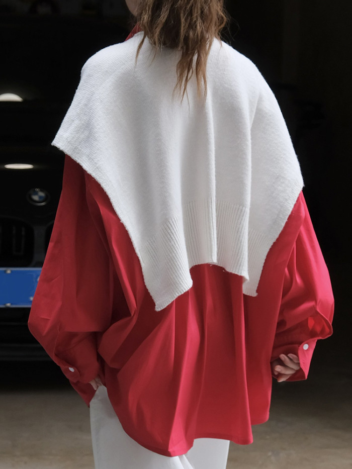 [EAM] Women White Gray Casual Long Shawl Keep Warm Scarf New Long  Personality   Fashion Tide Autumn Winter  1DH6902
