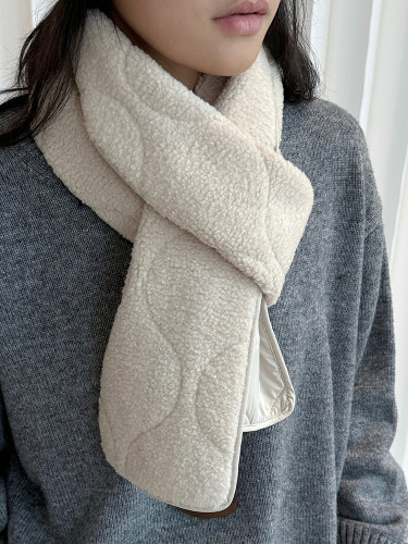 [EAM] Women Coffee Lambswool Color-block Keep Warm Scarf New Long  Personality   Fashion Tide Autumn Winter 2024 1DH7465