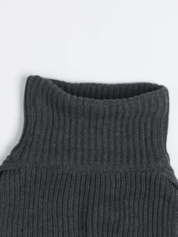 [EAM] Women Gray Long Keep Warn Vent Split Joint Keep Warm Scarf New Long  Personality   Fashion Tide Autumn Winter 2024 TV87302