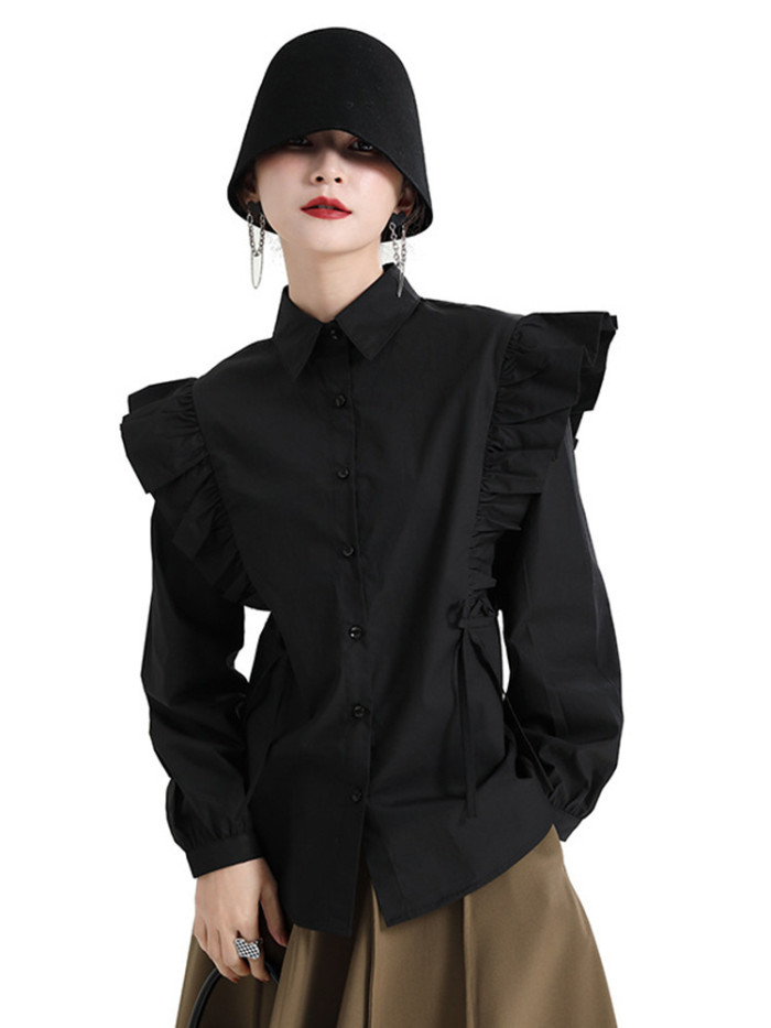 [EAM] Women Black Brief Fishermen Hat New Round Dome Temperament Fashion Tide All-match Spring Autumn 2024 1DE8108