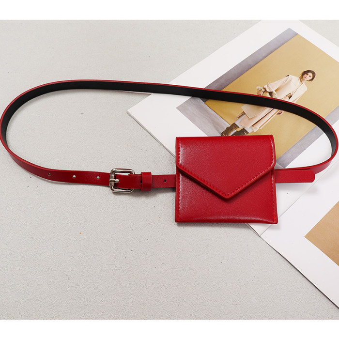 [EAM] Pu Leather Red Camal Mini-bag Metal Buckle Long Belt Personality Women New Fashion All-match Spring Autumn 2024 1DH7007