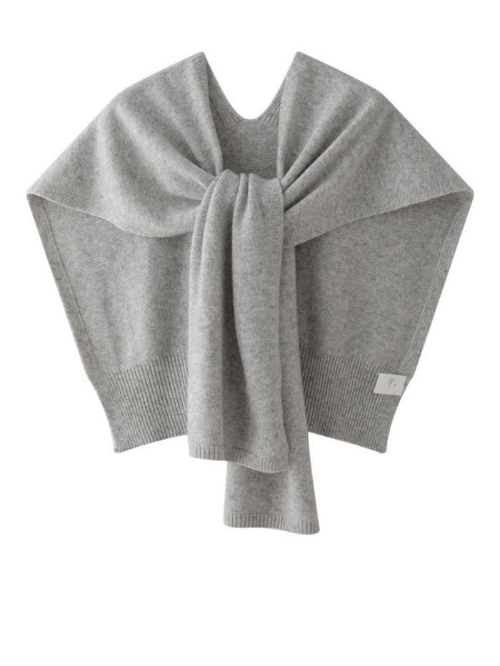 [EAM] Women White Gray Casual Long Shawl Keep Warm Scarf New Long  Personality   Fashion Tide Autumn Winter  1DH6902