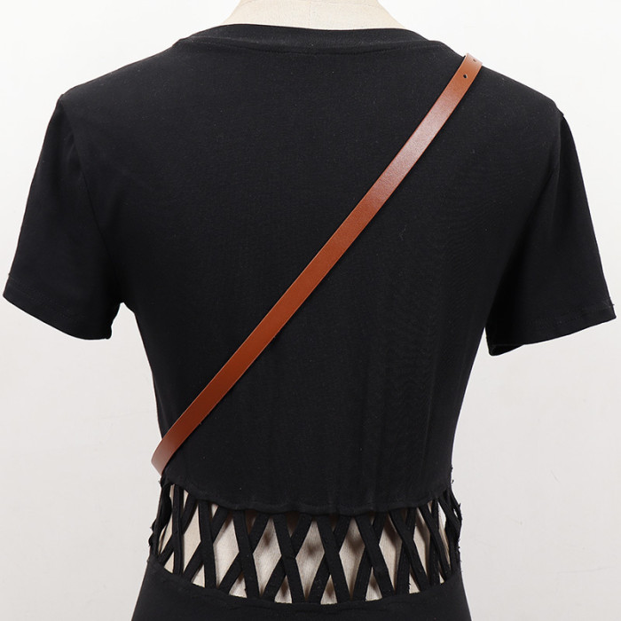 [EAM] Pu Leather Caramel Color Mini-bag Long Belt Personality Women New Fashion Tide All-match Spring Autumn 2024 1DH700
