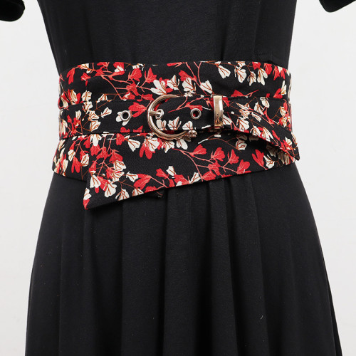 [EAM] Black Metal Buckle Irregular Long Wide Belt Personality Women New Fashion Tide All-match Spring Autumn 2024 1DH7005