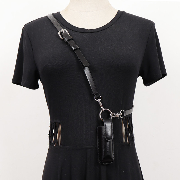 [EAM] Pu Leather Caramel Color Mini-bag Long Belt Personality Women New Fashion Tide All-match Spring Autumn 2024 1DH700