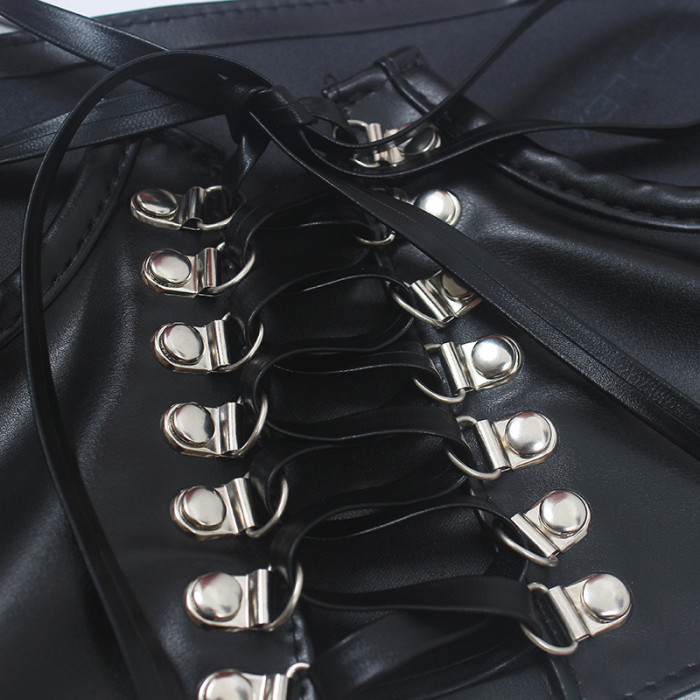 [EAM] Pu Leather Black Buckle Bandage Strap Belt Personality Women New Fashion Tide All-match Spring Autumn 2024 1DH6359