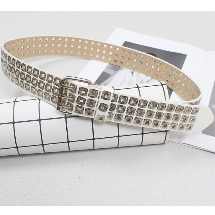 [EAM] Pu Leather Black Rievt Thick Long Wide Vintage Belt Personality Women New Fashion All-match Spring Autumn 2024 1DH6357
