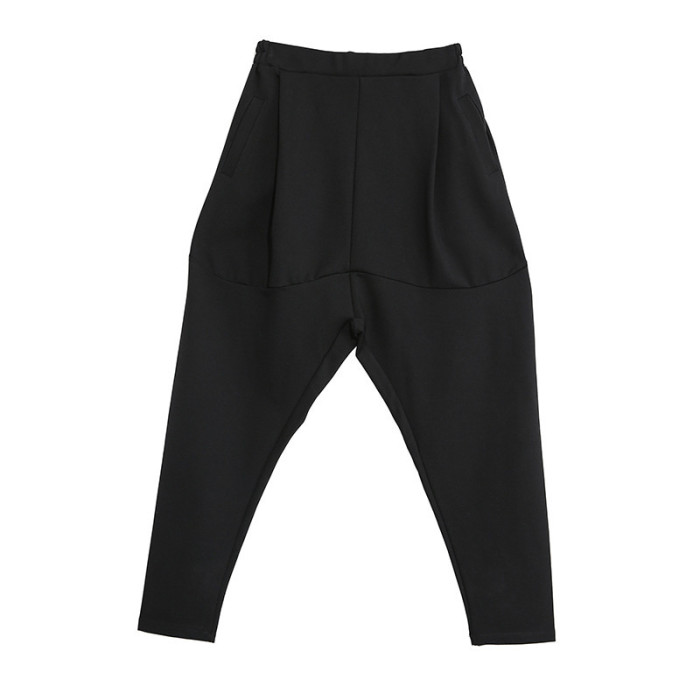 [EAM] High Elastic Waist Black Leisure Long Harem Trousers New Loose Fit Pants Women Fashion Tide Spring Autumn  1N479