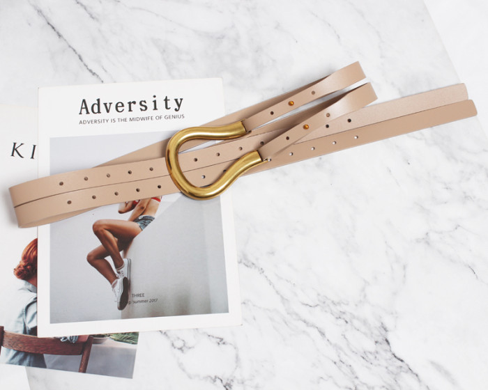 [EAM] Pu Leather Black Buckle Long Irregular Wide Belt Personality Women New Fashion Tide All-match Spring Autumn 2024 1DH6487
