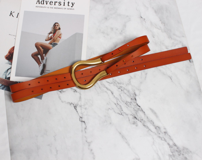 [EAM] Pu Leather Black Buckle Long Irregular Wide Belt Personality Women New Fashion Tide All-match Spring Autumn 2024 1DH6487