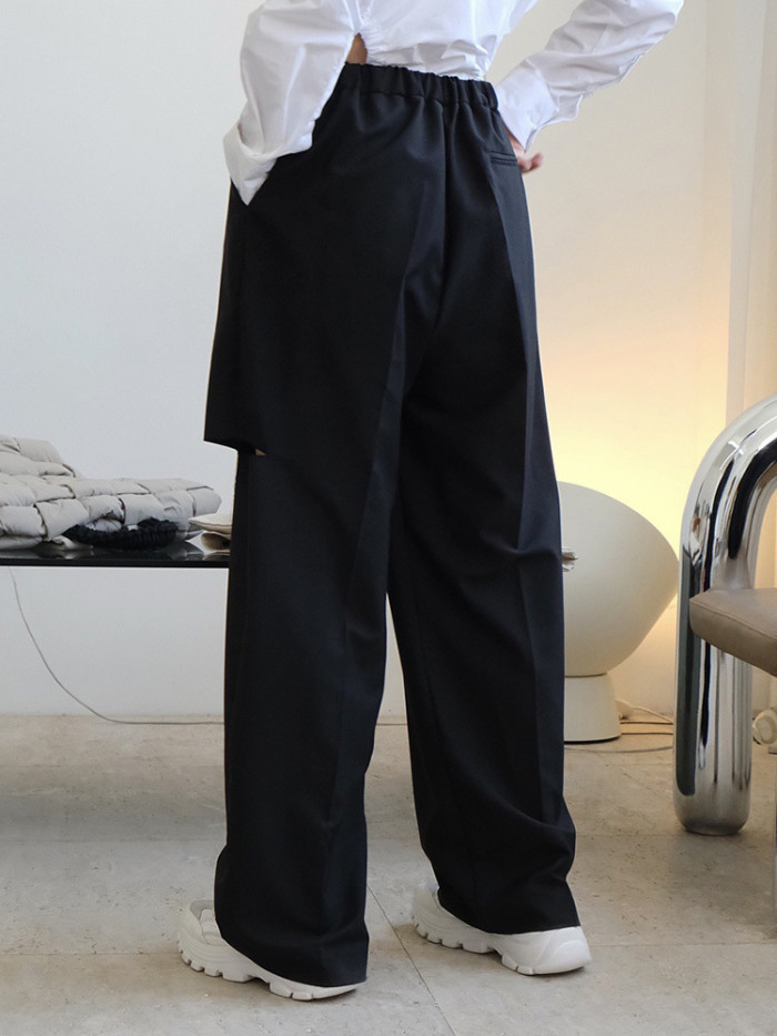 [EAM] High Waist Black Hollow Out PleatedCasual Pants New Loose Fit Trousers Women Fashion Tide Spring Autumn 2024 1DF4461