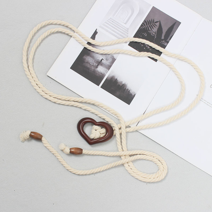 [EAM] Apricot Vintage Woven Hemp Rope Long Belt Personality Women New Fashion Tide All-match Spring Summer 2024 1DH553912