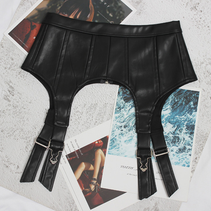 [EAM]  Black Zipper Metal Buckle Pu Leather Belt Personality Women New Fashion Tide All-match Spring Autumn 2024 1DD1938