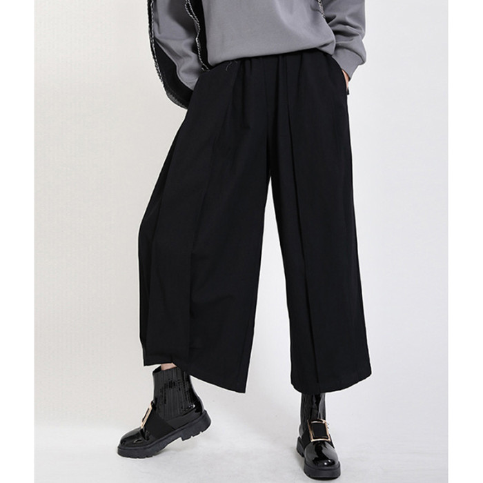 [EAM] High Elastic Waist Draped Long Wide Leg Trousers New Loose Fit Pants Women Fashion Tide Spring Autumn 1DD0404