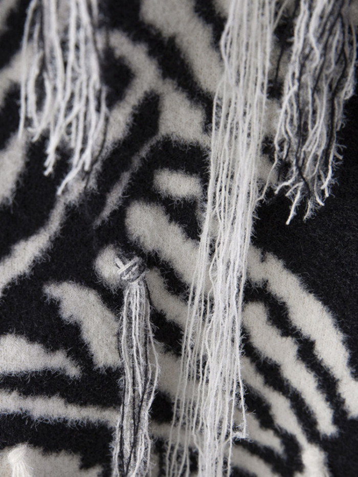 Fashion Women's Knitted Dress O-neck Single Sleeve Asymmetric Tassel Decorate Ankle-length Dresses Autumn  SG592