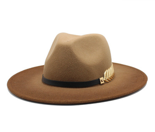 {EAM} Spray-painted tinted wool top hat couples European and American flat brim jazz hat felt hat DLZ63