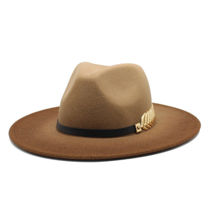 {EAM} Spray-painted tinted wool top hat couples European and American flat brim jazz hat felt hat DLZ63