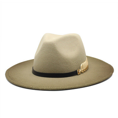 {EAM} Spray-painted tinted wool top hat couples European and American flat brim jazz hat felt hat DLZ63