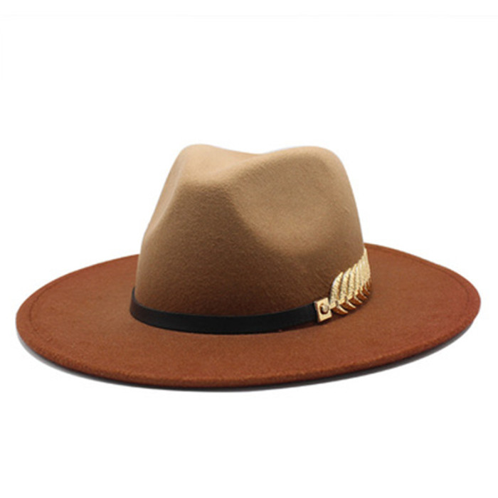 {EAM} Spray-painted tinted wool top hat couples European and American flat brim jazz hat felt hat DLZ63