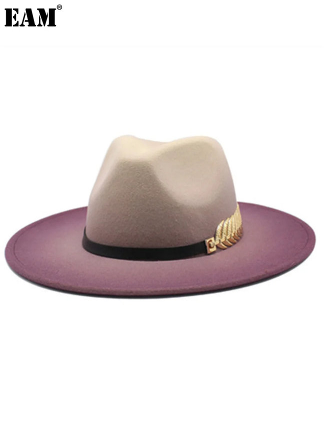 {EAM} Spray-painted tinted wool top hat couples European and American flat brim jazz hat felt hat DLZ63