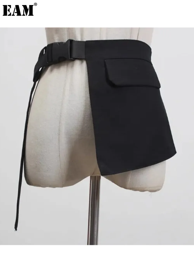 {EAM} Dark fashion bag women 2024 new concave shape street shot multi-function purse mobile phone bag belt belt DLZ025