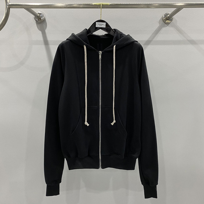 {EAM} Black zip-up cardigan hooded long-sleeved hoodie jacket DLZ68