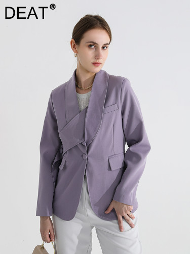 DEAT Fashion Women's Blazer Notched Collar Deconstruction Waist Long Sleeve Single Button Suit Jackets autumn  New 25X2149