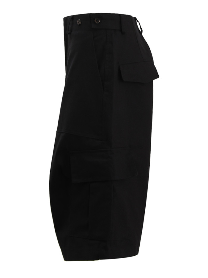 [EAM] High Waist Khaki Pocket Shaped Casual Calf-Length Cargo Pants New Trousers Women Fashion Tide Spring Summer 2024 CPG1600
