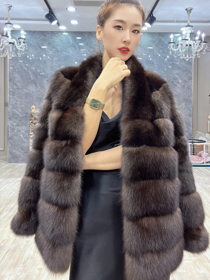 DEAT Fashion Women's Faux Fur Coat V-neck Loose Long Sleeves Loose Thick Warm Imitation Mink Fur Jacket Winter 2024 New 7AB6032