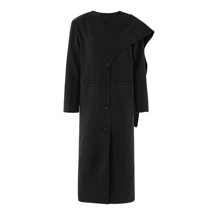 DEAT Fashion Women Angola Red Long Blazer Round Neck Scraf Loose Single Breasted Long Sleeves Suit Jacket Autumn 2024 New CPG208