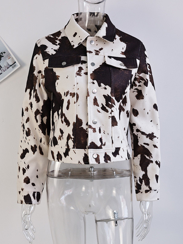 {EAM} Lapel irregular pattern short coat Europe and the United States cross-border 2024 autumn new long sleeve single row Button jacket DLZ192
