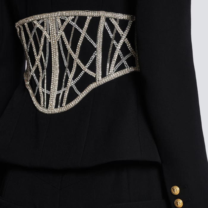 {EAM} Spring and autumn fashion new heavy industry nail bead set diamond waist slimming high-end quality women's suit jacket DLZ241