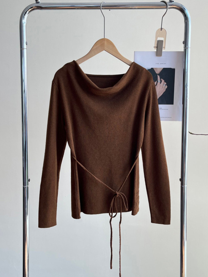 LANMREM Versatile Knitted Pullover Sweater Women's Solid Color Long Sleeves Bandage Pullover Tops Casual New Clothing 2VV1844