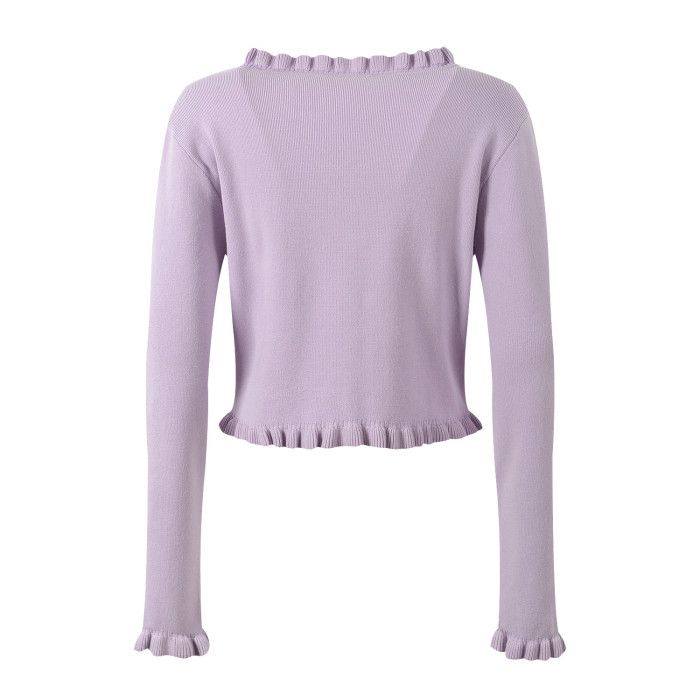 {EAM} French girl three-dimensional flower hot drill ear long sleeve knitted cardigan coat slim halter dress set DLZ260