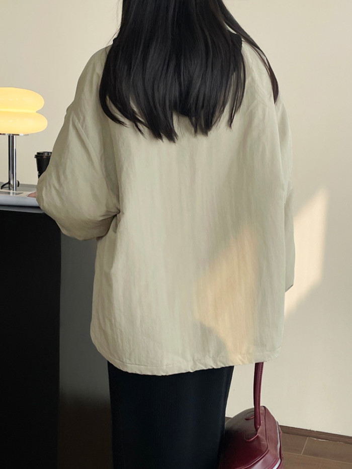 LANMREM Fashion Winter Cotton Coat Women's Solid Color Long Sleeves Zipper Pockets Jackets 2024 New Female Clothing 2VV1851