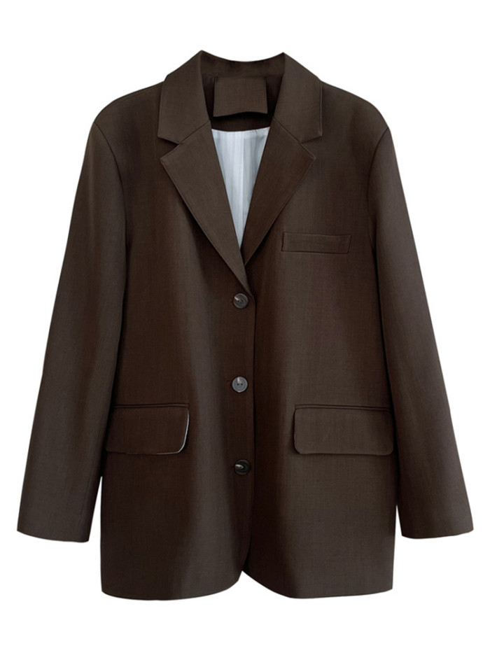 LANMREM Office Lady Solid Color Women's Blazer Notched Collar Long Sleeves Single Breasted Coat Fashion New Clothing 2VV1847