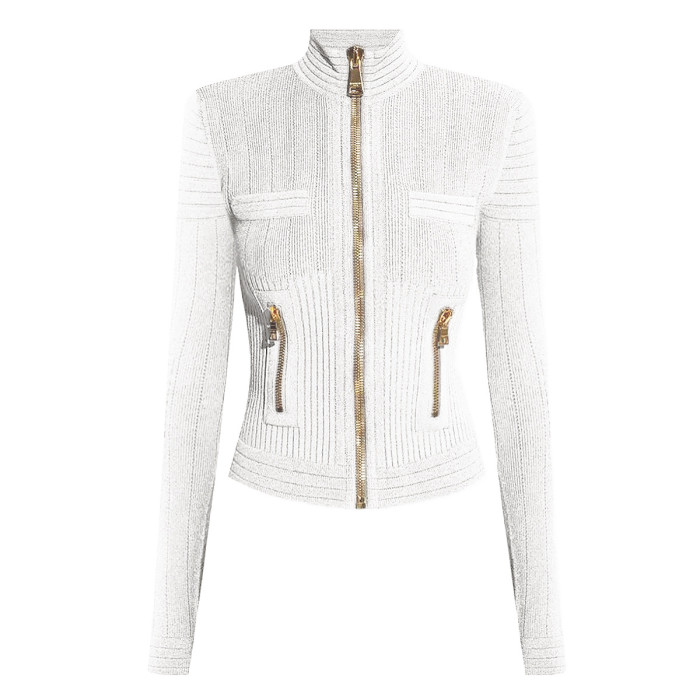 {EAM} High-end spot 2024 spring and autumn new Europe and the United States high-quality sweater long sleeve crewneck cardigan woolen coat DLZ254