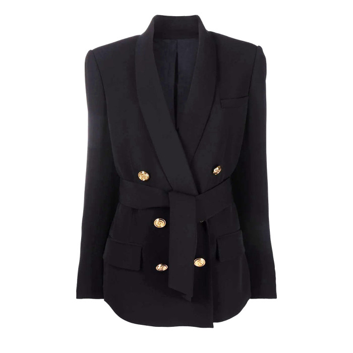 {EAM} Spring and autumn new high-end women's green fruit collar women's suit jacket top suit DLZ252