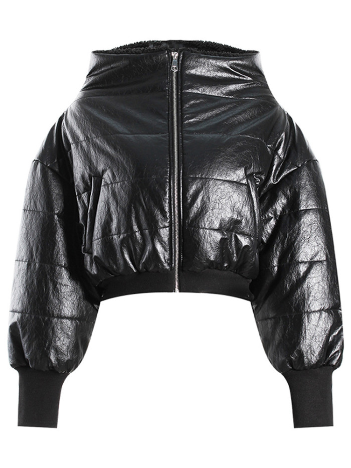 DEAT Fashion Women's Short Various Wearing Styles Zipper Cotton Padded Jacket High Waist Ribbon Mini Skirt Winter 2024 New