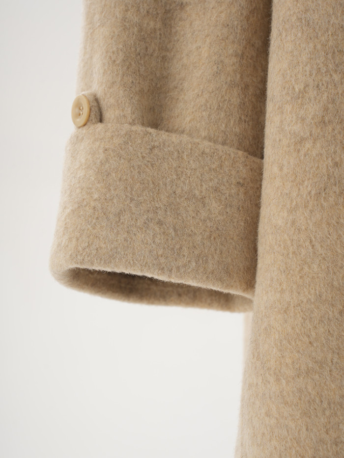 DEAT Fashion Women's Double-side 100% Wool Coat Remove Scraf Loose Single Button Long Sleeves Blends Overcoat Winter 2024 New