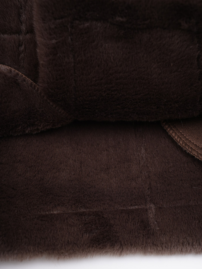 DEAT Fashion Women's Browm Fur Integrated Jacket Lapel Loose Zipper Long Sleeves Plush Thick Motorcycle Jackets Winter 2024 New
