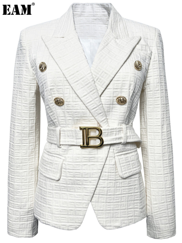 {EAM} Europe and the United States new women's short small suit jacket fashion slim slim high quality jacket DLZ281