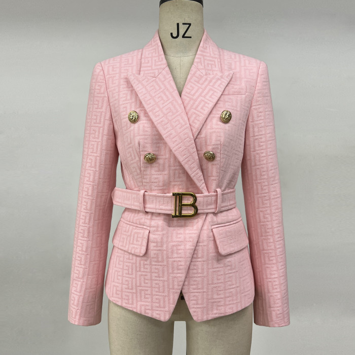 {EAM}  Spring and autumn new Europe and the United States high-end women's slimming jacquard fabric small suit network red popular suit coat women DLZ280