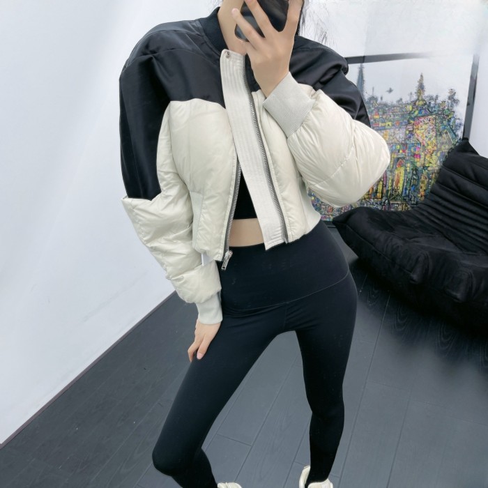 {EAM} Winter new niche design sense high waist splicing short slim-fit cotton-padded women's bread suit DLZ307