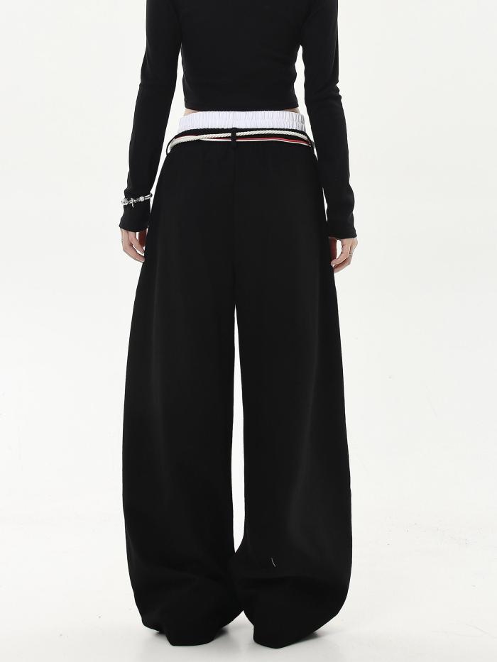 {EAM} American retro jennie with three bars sports sweatpants men and women jazz dance pants DLZ315